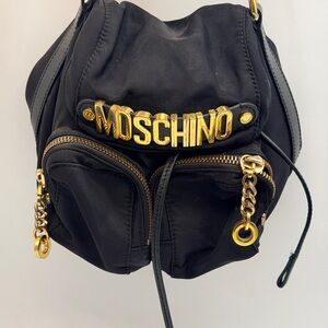 Authentic Vintage Moschino Black Nylon Drawstring Mini Shoulder Bag
